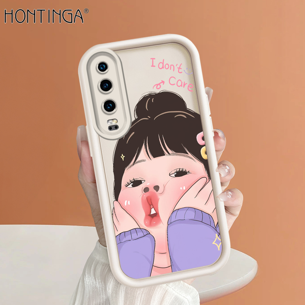 Hontinga for Huawei P30 Back Cover Cute Girl Pattern Ladder Soft Camera Protection Rubber Phone Case