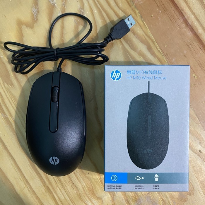 HP-M10 Wired USB Mouse with 3 Buttons High Definition 1000DPI Optical Tracking and Ambidextrous Design. 