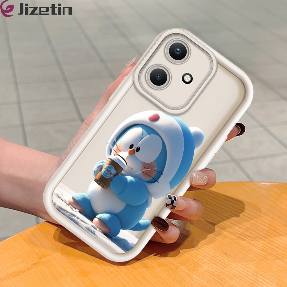 Jizetin for Infinix Hot 30 Play Back Cover Blue Machine Cat Ladder Camera Soft Rubber Mobile Phone Case