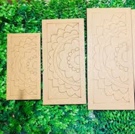 Mandala Round Cut Out 1 pic Marked Wooden MDF Boards Art and Craft Painting Cutout DIY Work Work Home, Decor Artistic (10x5 Inch). 
