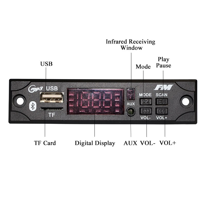 【happy one】MP3 WMA Wireless Bluetooth Board USB TF FM Player Music Module Car Audio 5V 12V With Remote Control. 