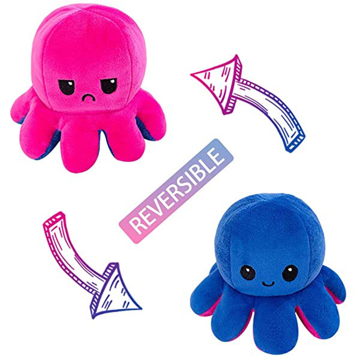 Reversible Double Face Emoji Plush Octopus Stuffed Soft Gift Toy