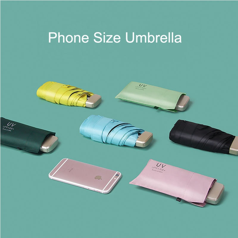 【2023】 Phone Size Mini Pocket Wombrella Girls Anti UV Portable Folding Umbrella Parasolen's Umbrella Male Man Ultralight Rain Sun Um. 