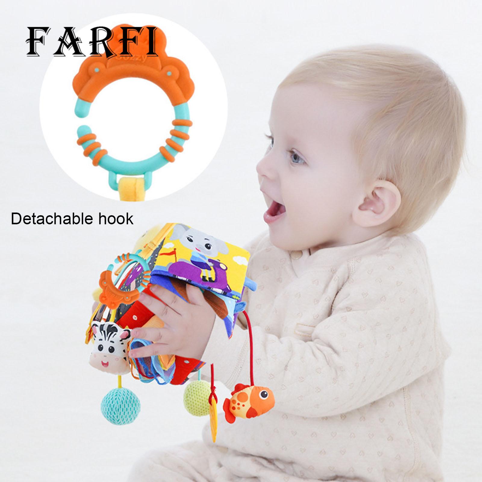Pulling Fun Baby Toy 7-in-1 Baby Sensory Toys Newborn Tissue Box Toy Infant Pull String Travel Toys Toddler Stroller Crib Hanging Toy Babies Educational Toys for 6-12 Months Boys Girls Baby Shower. 