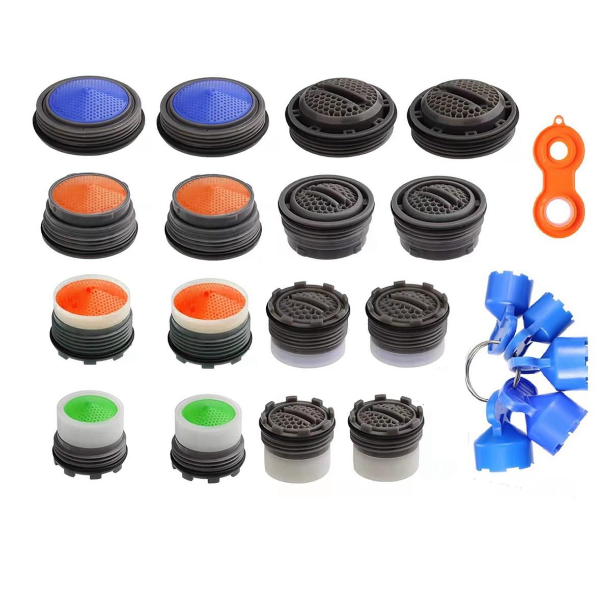 16 Pieces Faucet Aerator Cache Faucet Aerator and 5 Pieces Cache Faucet Aerator Key Removal Wrenches for Cache Aerators