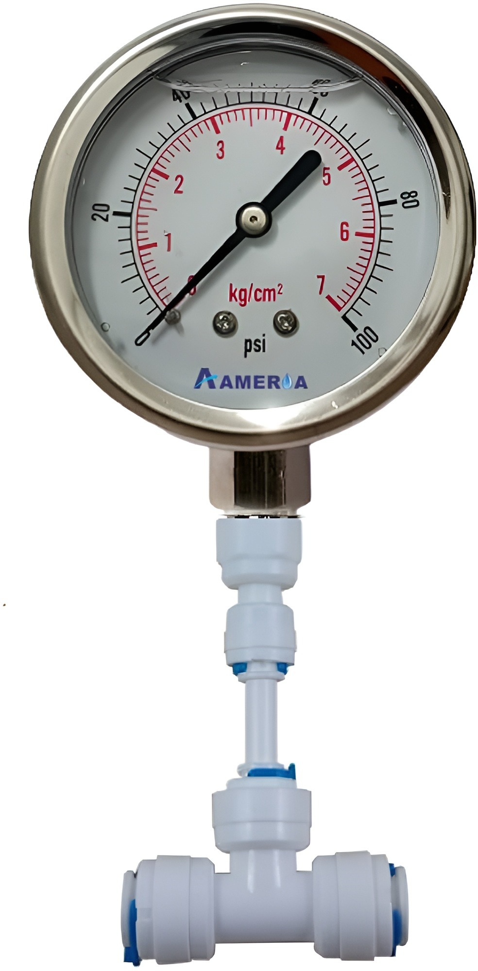 0 to 6 or 7 Kg/Cm2 Connection Pressure Gauge Meter Stainless Steel for Reverse Osmosis System Pump