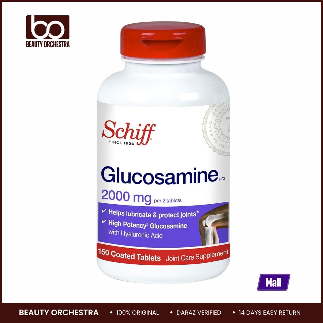 Schiff Glucosamine 2000mg (per serving) + Hyaluronic Acid Tablets (150 count in a bottle) Joint Care Supplement That Helps Support Joint Mobility & Flexibility Supports The Structure Of Cartilage
