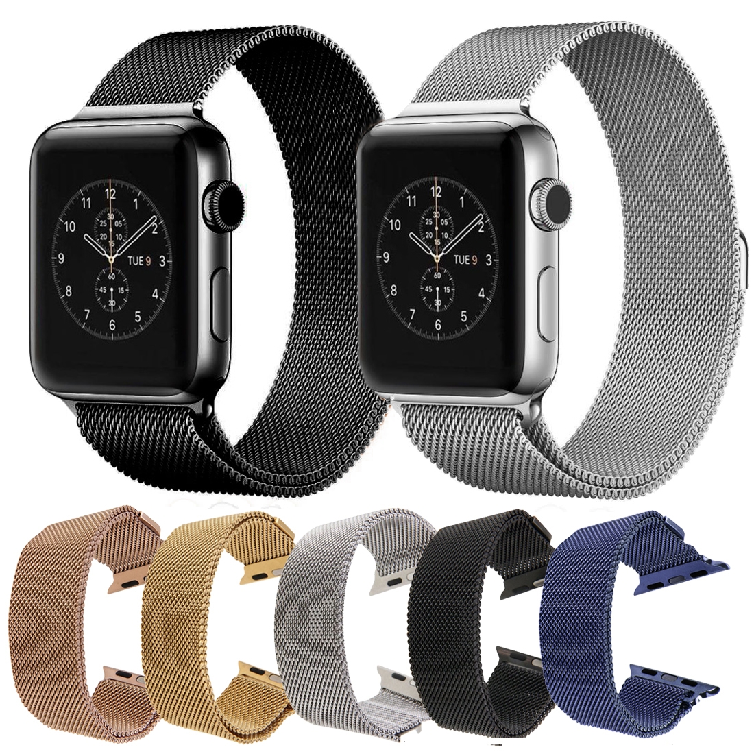 For Apple Watch 38mm Milanese Loop Magnetic Stainless Steel Watch Band. 