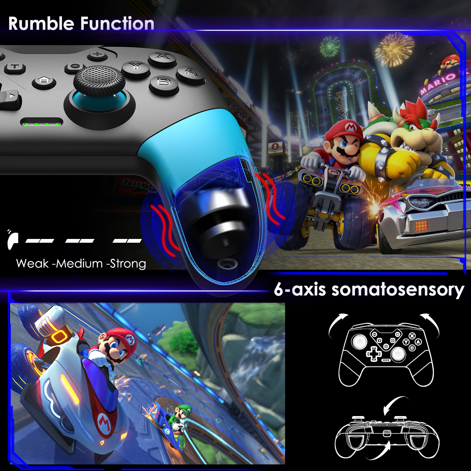 DinoFire Wireless Controller For Nintendo Switch OLED Console Pro gamepad With 600mAh Battery For Switch/Switch Lite Controllers. 
