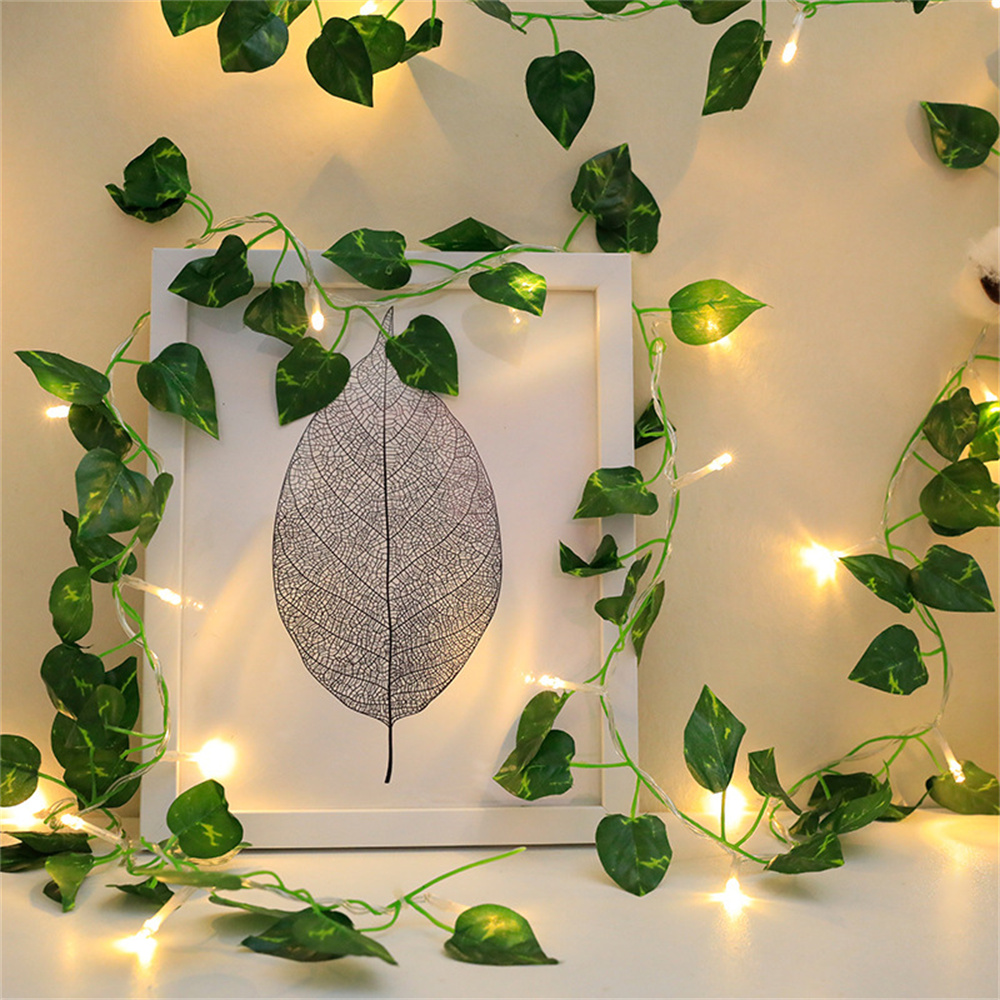 Enchanting LED Flower String Lights with Lush Green Leaves: 15 Feet of Indoor/Outdoor Fairy Lights/367. 