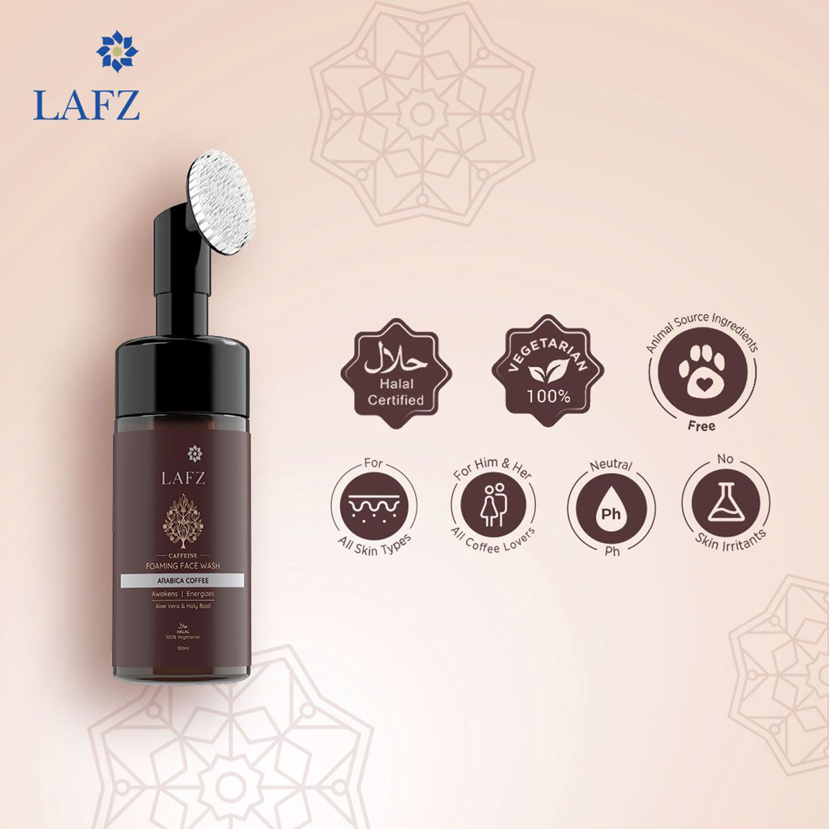 Lafz Foaming Face Wash (100ml) - Caffeine. 