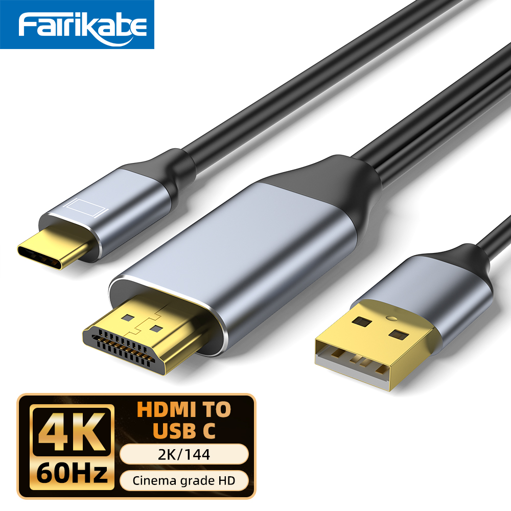 Fairikabe HDMI To Type C Cable For Monitor 6.6Ft 4K@60Hz HDMI To USB C Adapter For Laptop PS5 Xbox Nreal Xreal Xreal Beam