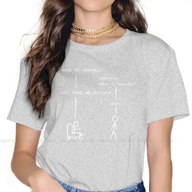 Linux GNU Minix Unix Crewneck TShirts Sudo Make Me Popcorn Funny Programming Jokes Print T Shirt Funny Tops. 
