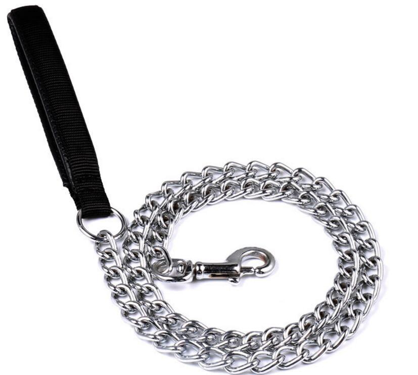 【Lejia】High Quality pet Dog leash double thick nylon handle soft form padded leash Iron chain dog for large dog