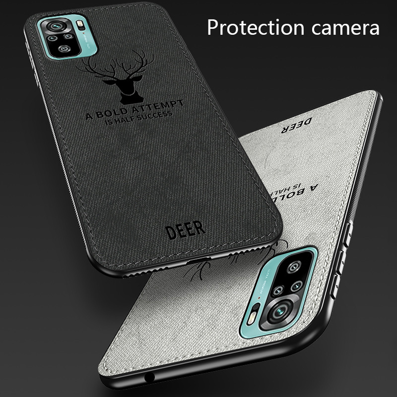 Biruiqu For Redmi Note 10 4G / Redmi Note 10S Hybrid Soft TPU Deer Pattern Leather Shockproof Case Cover. 