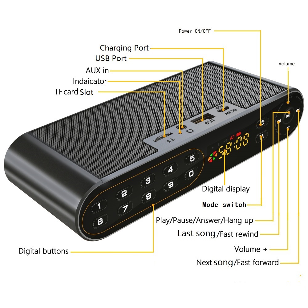 TOPROAD Wireless Bluetooth Speakers Portable Enceinte Speaker Handsfree MP3 With Mic TF FM HIFI Subwoofer Deep Bass Loudspeakers. 