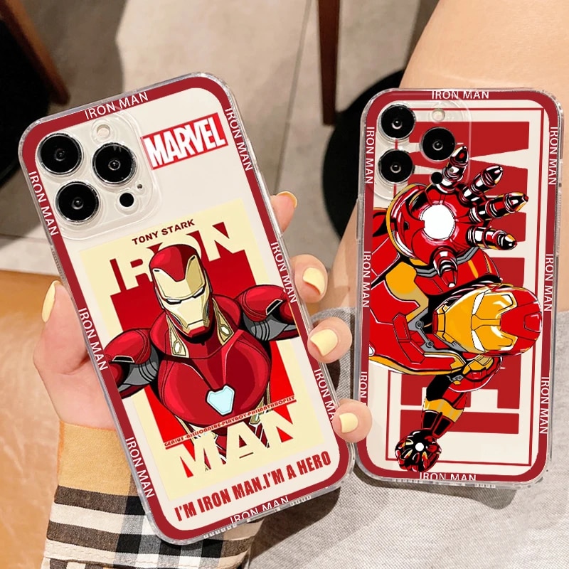 Marvel Iron Man Tony Stark Phone Case For Apple iPhone 14 13 12 11 SE XS XR X 7 8 6 5 Pro Plus MAX 2020 Transparent Cover Outlier Aeuinv. 