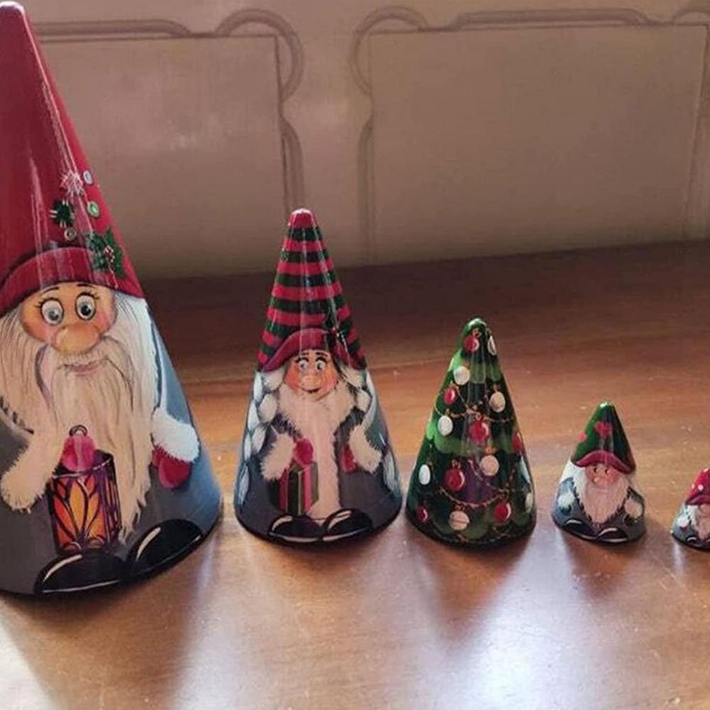 Acrylic Stacking Nested Set Russian Nesting Dolls Matryoshka Handmade Dwarf Toys for Children Kids Christmas Home Decoration. 