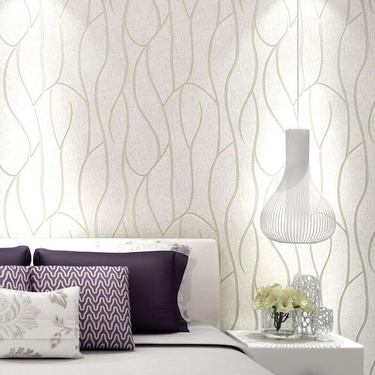 GC 10m 3 Layers Non-woven Wallpaper Simple Modern Thickened Waterproof Noise-proof Living Room Bedroom Tv Background Wall Stickers color:off white