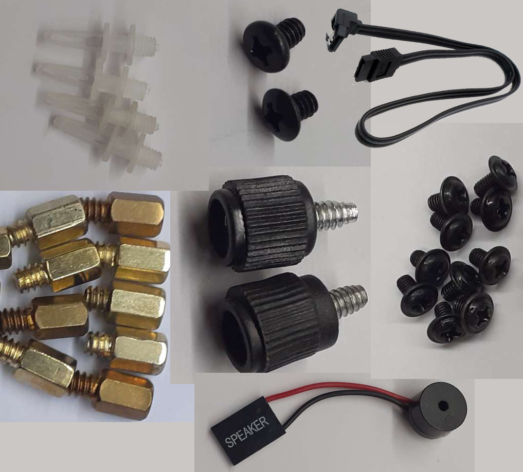 Computer Screw Pack Standoffs Assortment Kit for Hard Drive Computer Case Motherboard with SATA cable, Beef Speaker. 