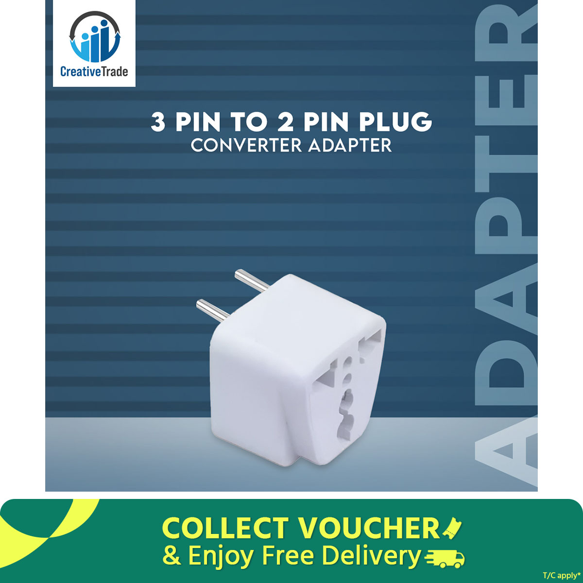 3 Pin To 2 Pin Plug Converter Adapter- AC Plug Converter