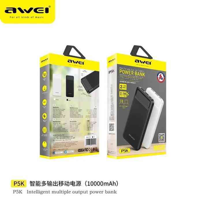 Awei P5K 10000mAh 2.1A Fast Charging Power Bank by Next Gadget. 