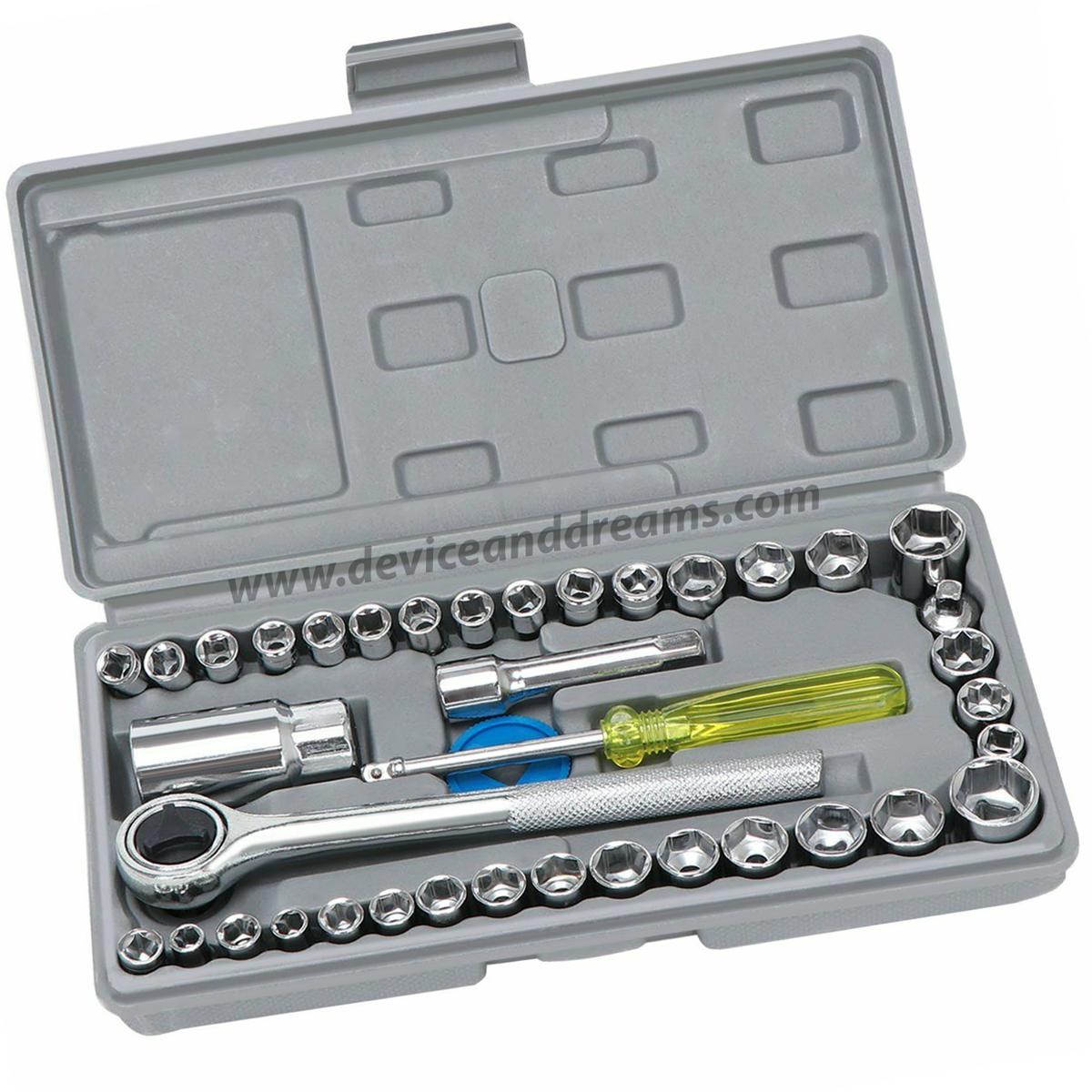 40 Piece Combination Socket Wrench Set tools box