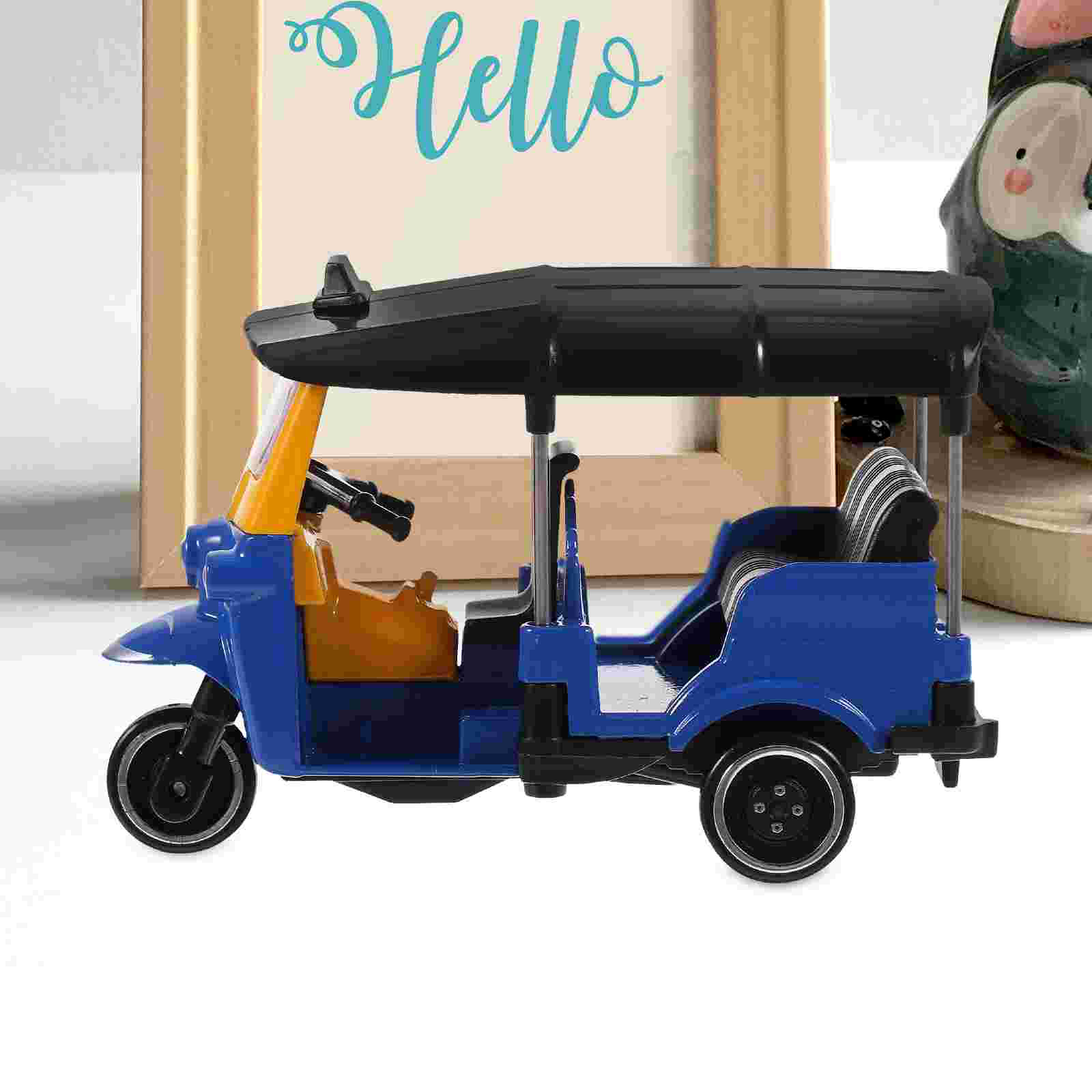Thai Tricycle Model Toy Simulation Tuk Tuk Car Figurine Children Vehicle Toy Modeling Desktop Cake Topper Decoration Birthday. 