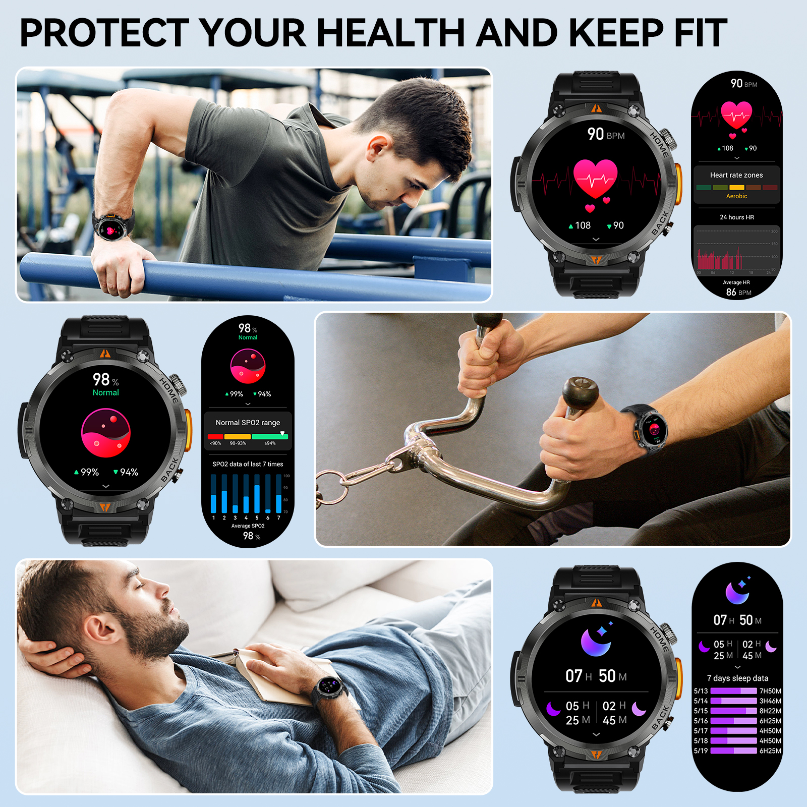 EIGIIS KE3 Bluetooth Call Smart Watch Men Full Touch Screen Health Monitor Clock With Flashlight Men SmartWatch For IOS Android. 