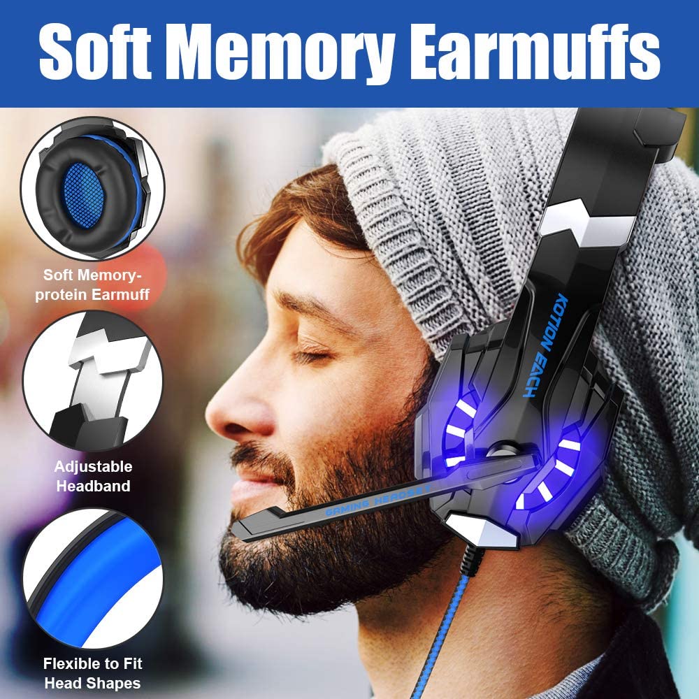Kotion Each G9000 Over-Ear Gaming Headset 3.5mm Game Headphone Earphone with Microphone - Red. 