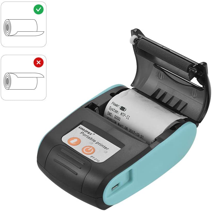 Bluetooth Thermal Printer 58mm (2-inch) | POS Receipt Printer Compatible with Smartphone, Android, iOS, Windows, Computer | Portable Wireless Mobile Printer For Bill Printing, Ticket Printing, Token Printing | Goojprt PT-210 with 3 Rolls. 