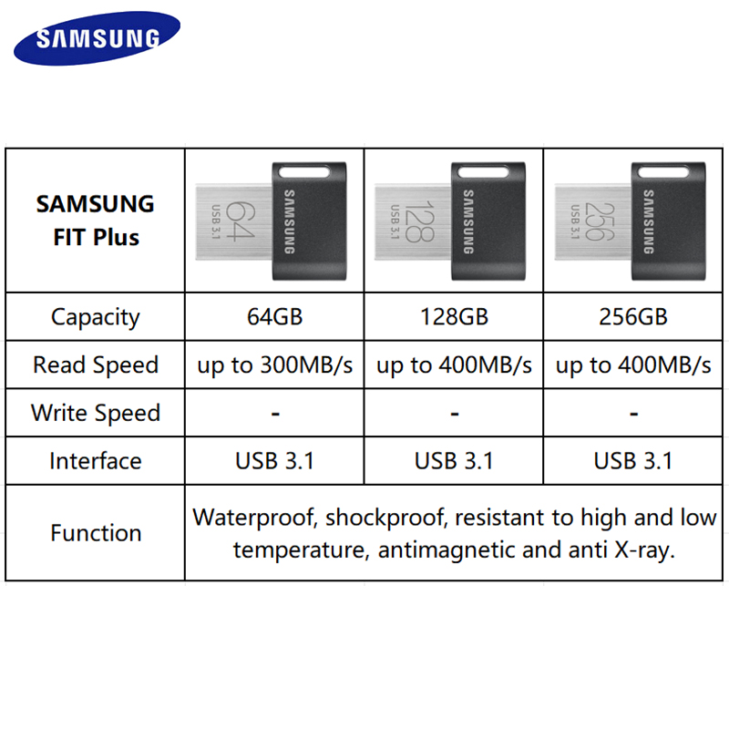 SAMSUNG FIT Plus Pendrive 64GB Mini USB Flash Drive 128GB up to 400M Pen Drive 256GB 3.1 USB Stick Disk on Key Memory for Phone. 