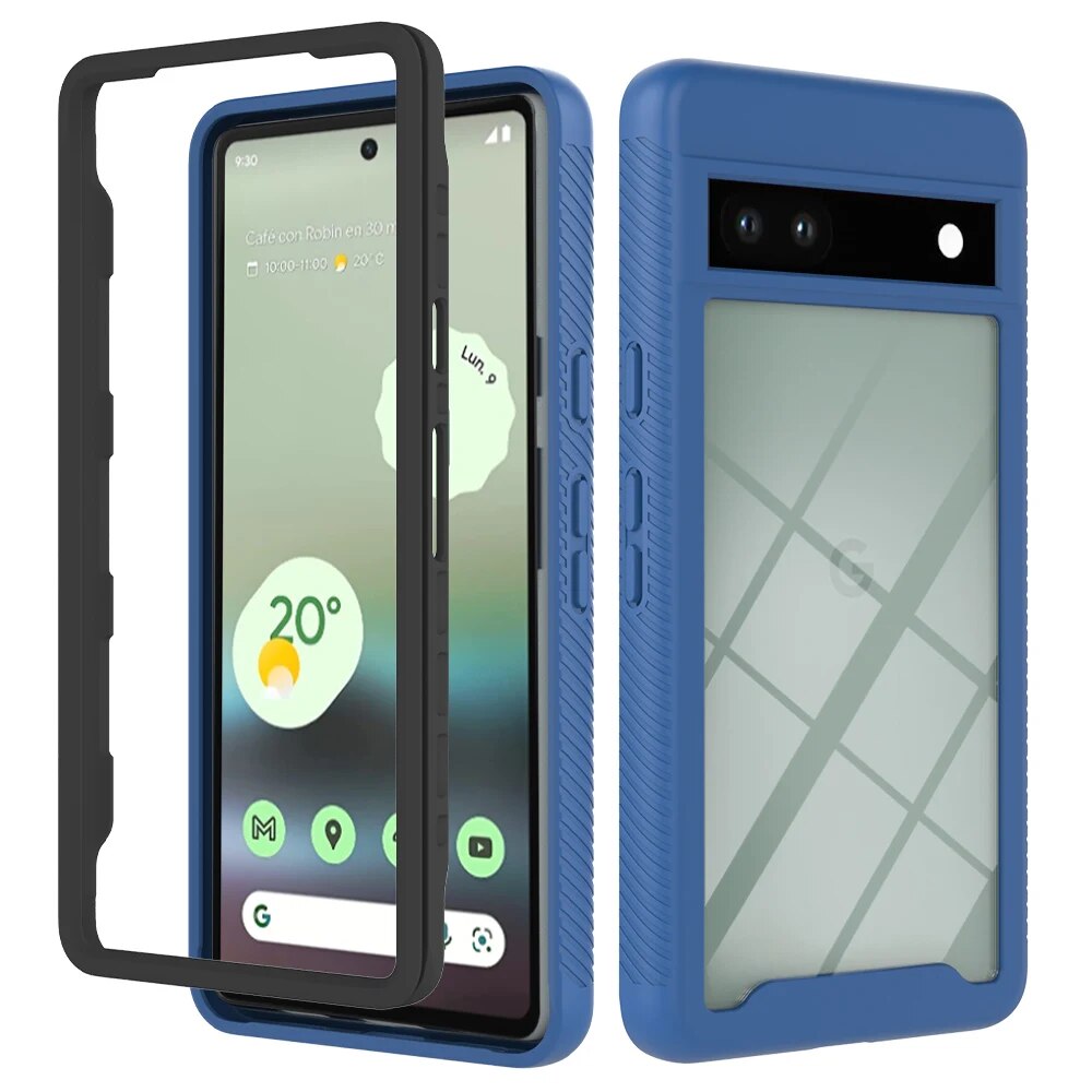 For Google Pixel 7A 7 Pro 8 Pro 6 Pro 6A Phone Case 360 Full body Protection Clear Anti-fall Cover With Front Frame For Pixel 6