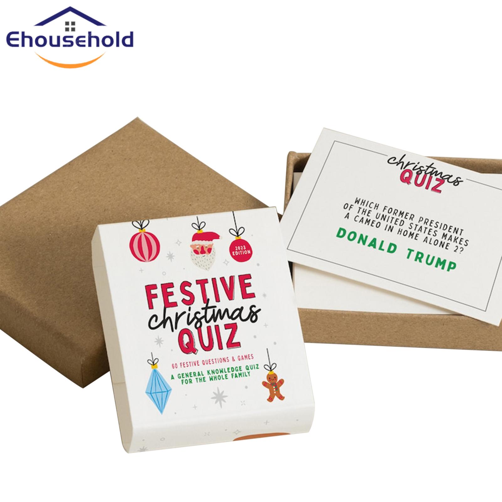 General Knowledge Quiz Card Fun Christmas Trivia Game Card Set Interactive Activity for the Whole Family Perfect Holiday Gift Christmas Quiz Card. 