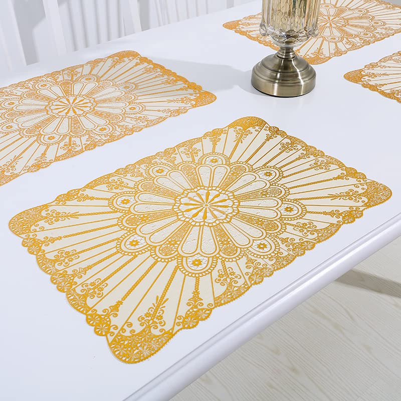 Golden Patterned Table Mat 12 Pieces