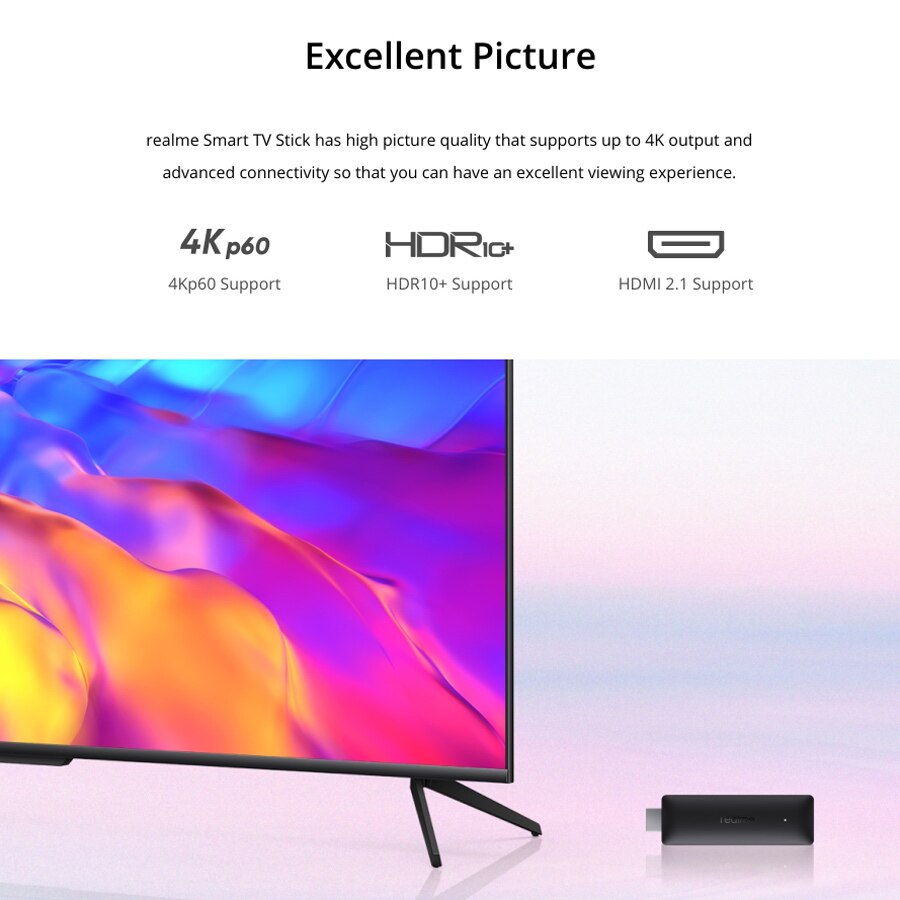Global Version realme 4K TV Stick 2GB 8GB ARM Cortex A53 Quad Core Bluetooth 5.0 HDMI 2.1 Smart TV Stick 4kp60. 