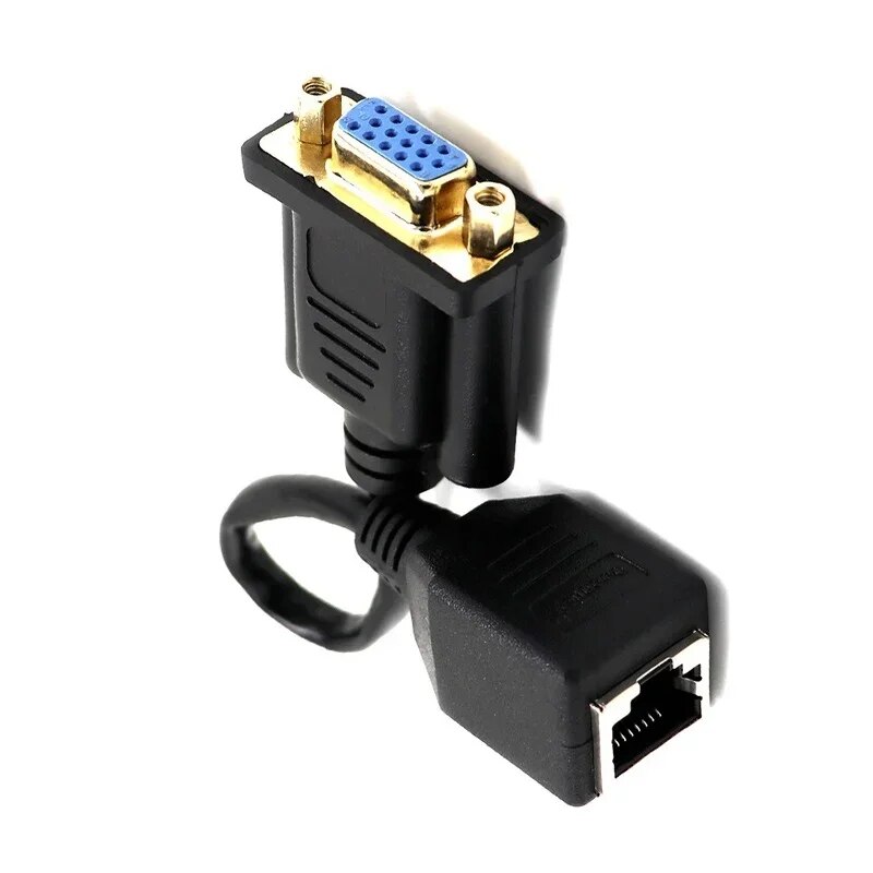 RJ45 to VGA Extender Male to LAN CAT5 CAT6 RJ45 Network Ethernet Cable Female Adapter Computer Extra Switch Converter. 