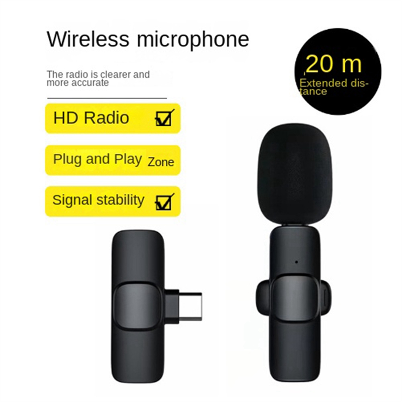Wireless Lavalier Microphone Portable Audio Video Recording Mini Microphone Fit For Live Gaming Mobile Phone Microphone B. 