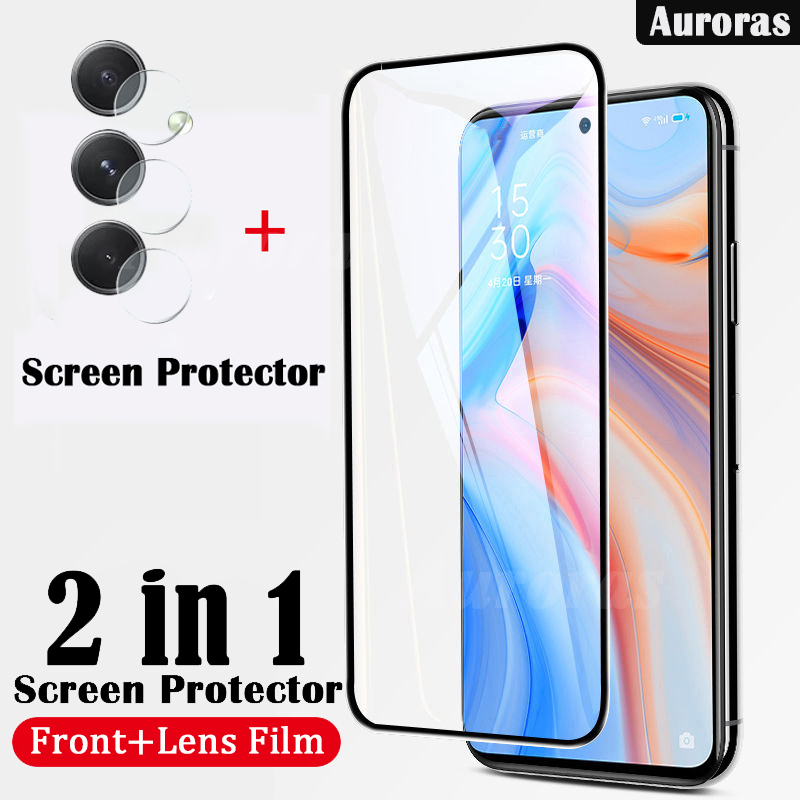 For Samsung Galaxy M55 Screen Tempered Glass Full Protector Film + Galaxy M55 Cover Lens Camera Glass Protector Glass Film