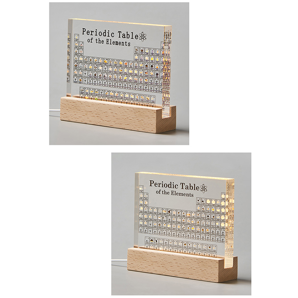 GC Periodic Table With Light, Acrylic Periodic Table Ornaments With 83 Kinds Of Real Elements And Wooden Stand, Home Decor For Science Lovers Students Gifts. 