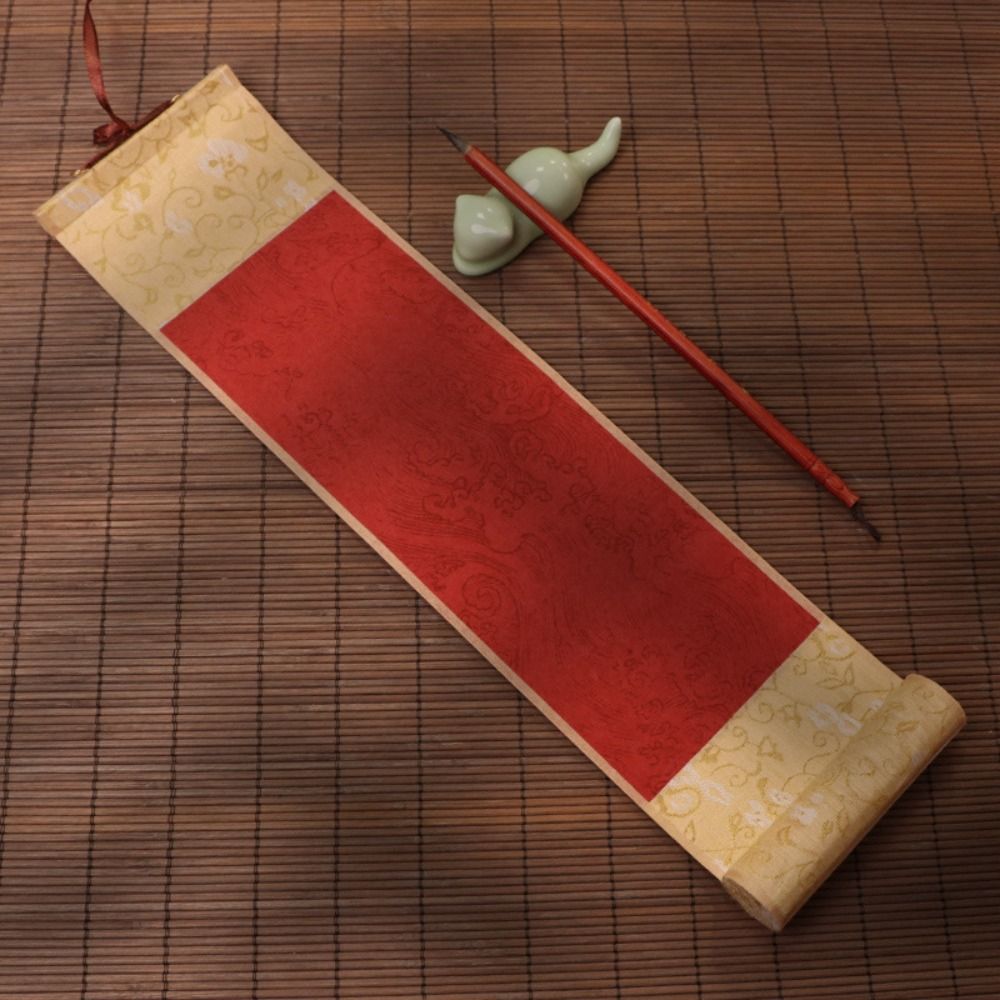 Portable Painting Drawing Paper Gilded Rice Paper Scroll Self-made Gifts Chinese Style Mini Batik Trumpet Scroll Hand-rolled Blank Hanging Scroll Calligraphy Mounting Scroll DIY Crafts. 