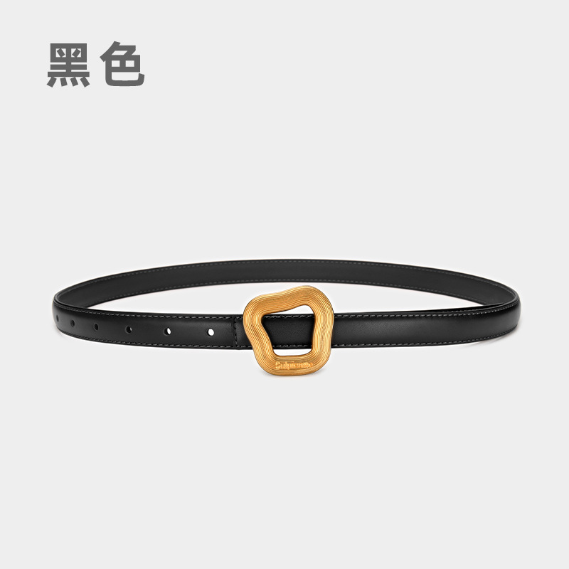 Fashion real cowhide belt ladies solid color decorative small belt with dress clothing windbreaker wholesale