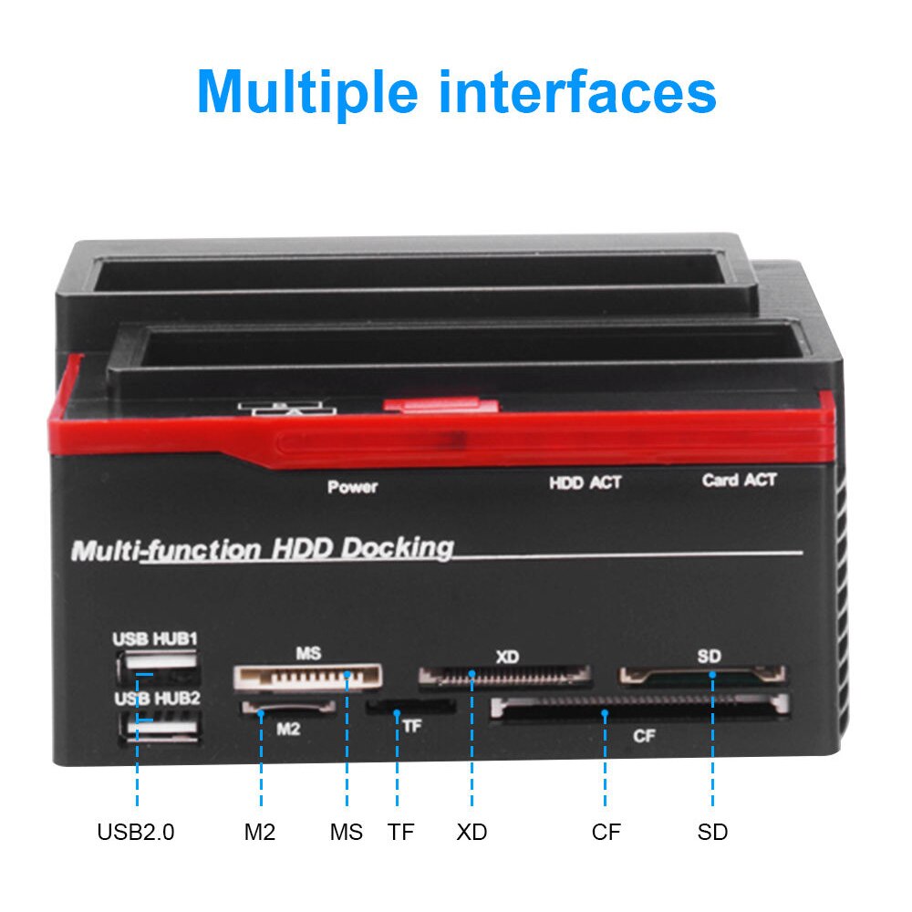 Hannord 2.5/3.5 SATA IDE HDD Docking Station Clone HDD Enclosure Station USB 2.0 Type C Hub MS/M2/XD/CF/SD/TF Card Reader. 