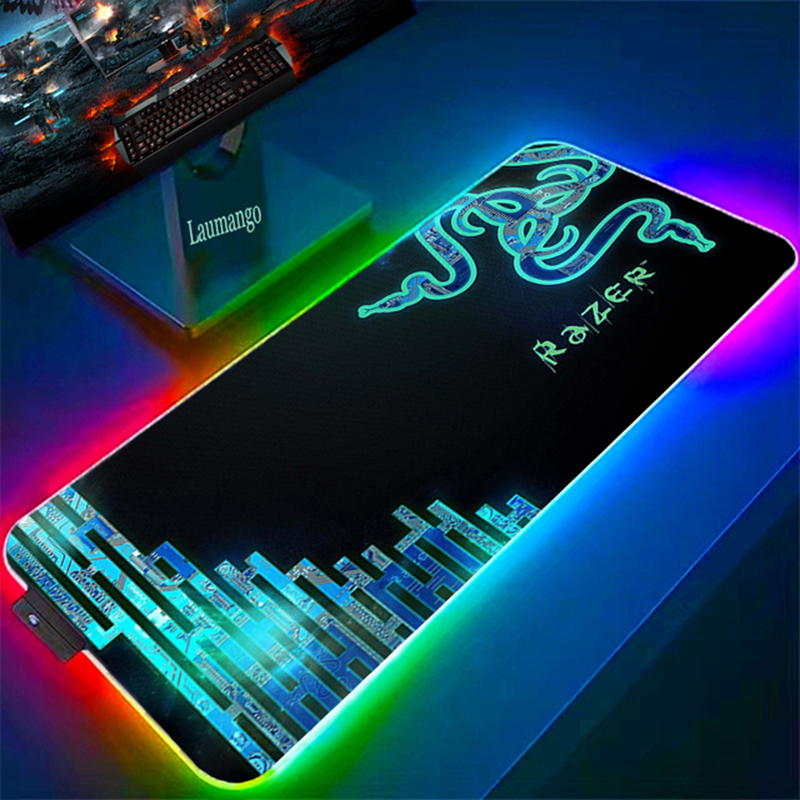 Razer Mouse Pad RGB Pc Accessories LED Gaming Mousepad Desk Mat E-sport Table Protector Neon Keyboard Mat Backlit Carpet Rug. 