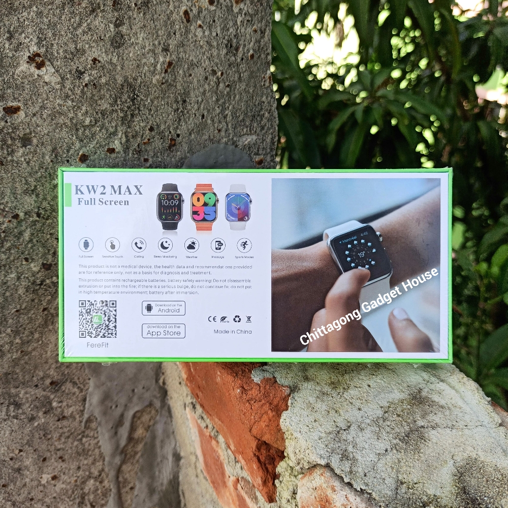 KEQIWEAR KW2 Max HD Curved Screen Wireless Charging & Multi Functional Smartwatch With 3 Bands. 