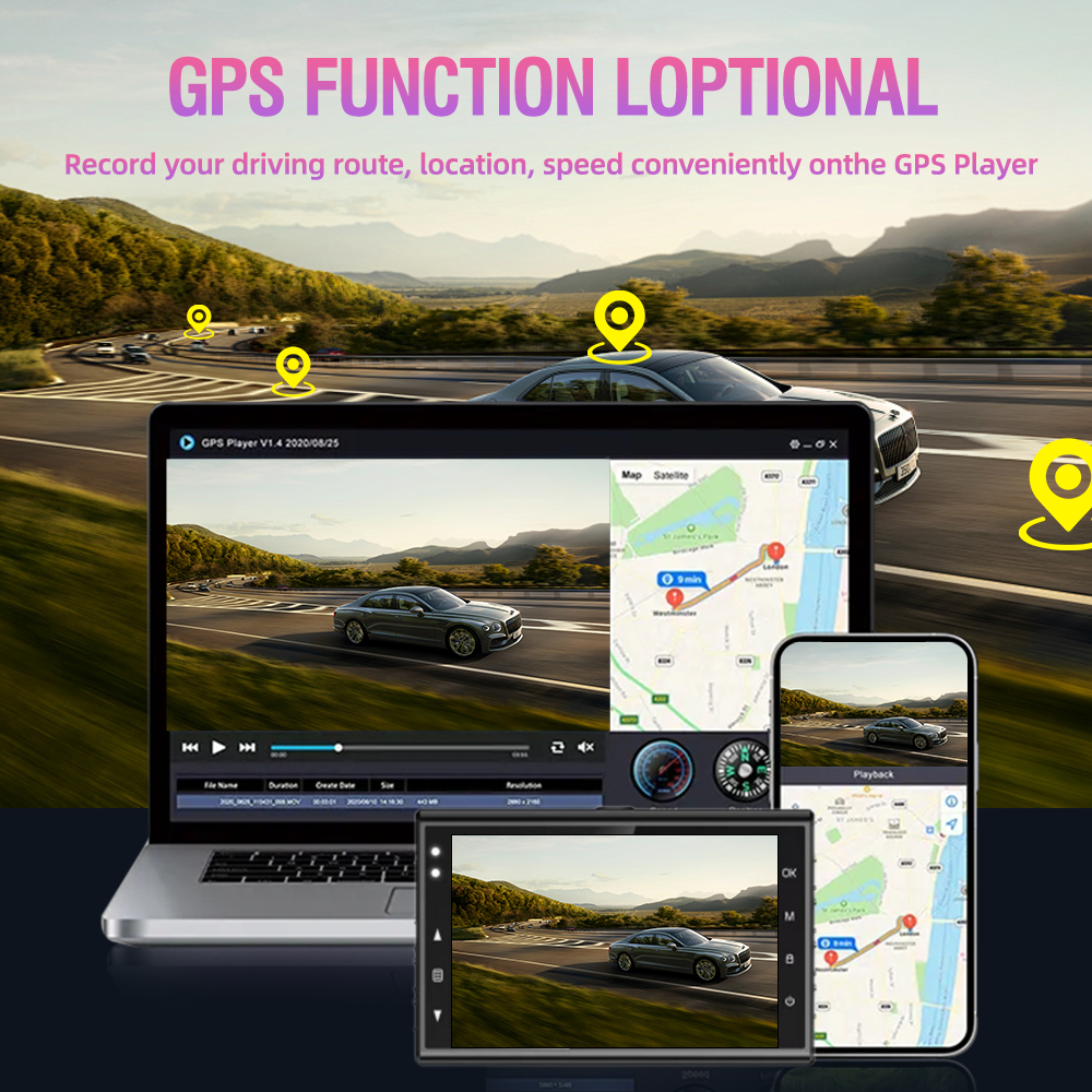 Aprilboy 4K Dash Cam Car DVR with Rear Cam G-Sensor Support WIFI App Control 24H Parking Monitor Night Vision Black Box Dash Cam. 