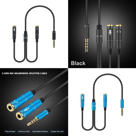 Braveheart 3.5mm Mic Headphone Splitter Audio Cable Male to 2 Female Headphone Audio Cord Line. 