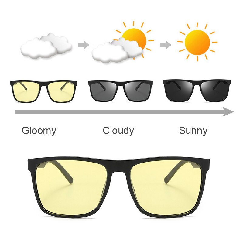 【VisioN Shop】C6 tea teaHBK Advanced Square TR90 Photochromic Polarized Men Driver Interchangeable Adaptive Lense Sun Glasses. 