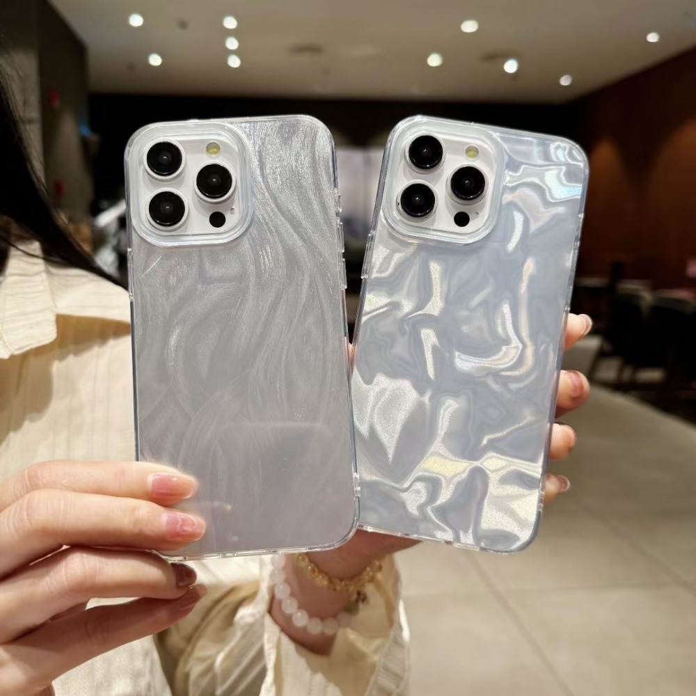 Shock Absorber Protective Soft Cover For Samsung A50 Galaxy A30S A50S A21S A31 A51 4G M40S A71 Luxury Electroplated Couple Shell Feather Water Ripple Pattern Transparent And Glossy Phone Case Dreamy All Inclusive Lens Casing