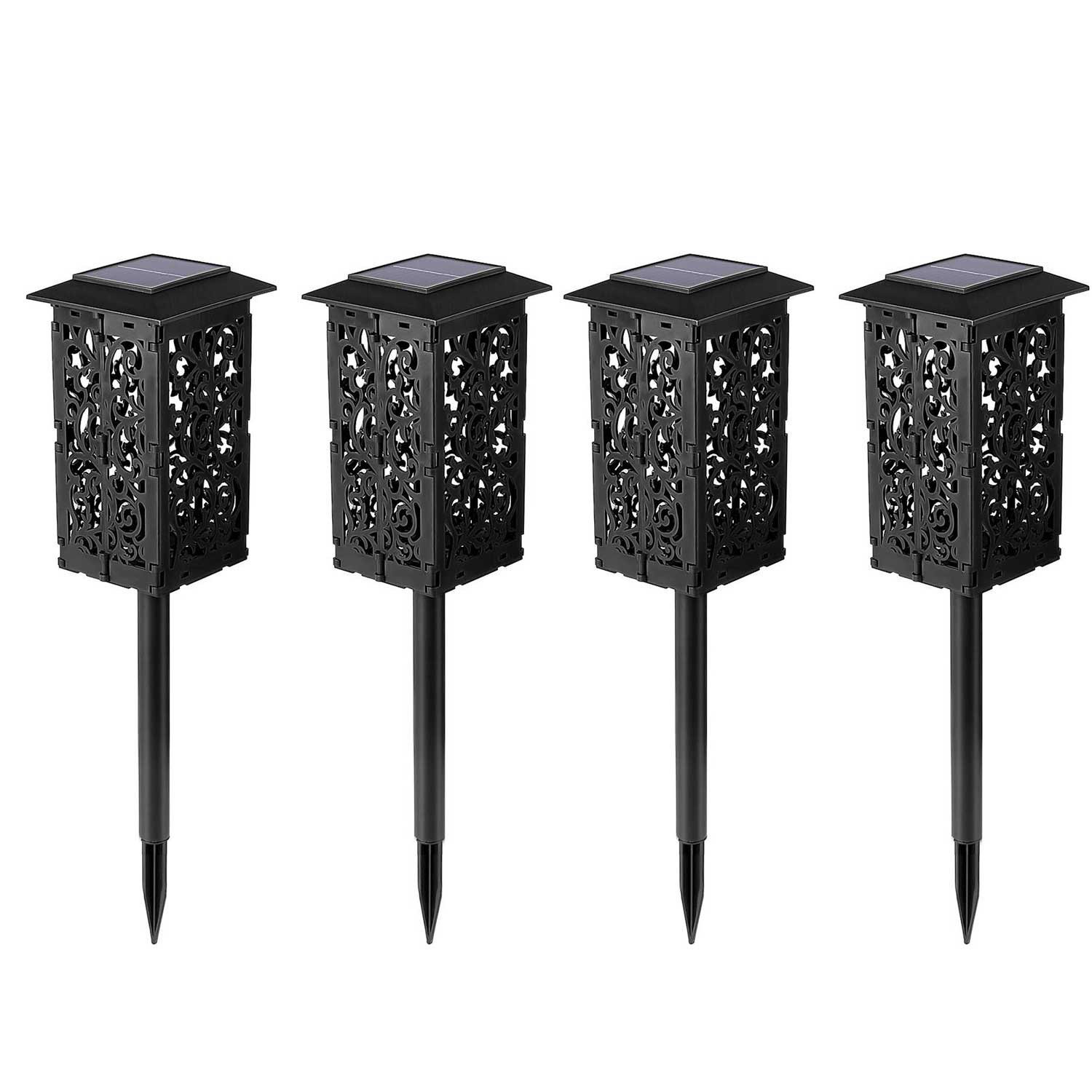 Migeet 4pcs Solar Hollow-out Folding Light Lantern Lamp Light Control White Light IP65. 